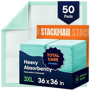Stack Man 36in x 36in Underpads, 50-Pack