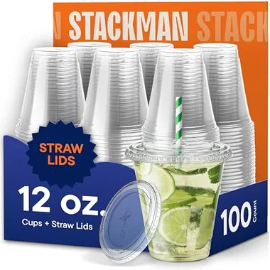 Stack Man 12 oz Cup & Lid Sets, 100-Pack