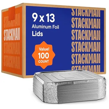 Stack Man 9x13 Silver Foil Pan Lids, 100-Pack