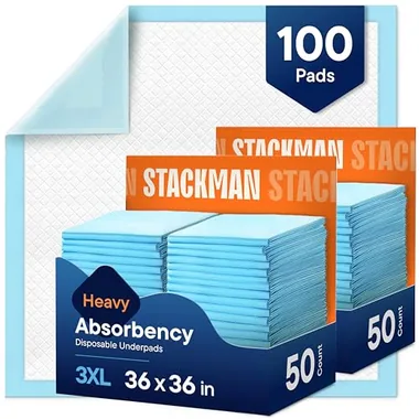 Stack Man 36in x 36in Blue Underpads, 100-Pack