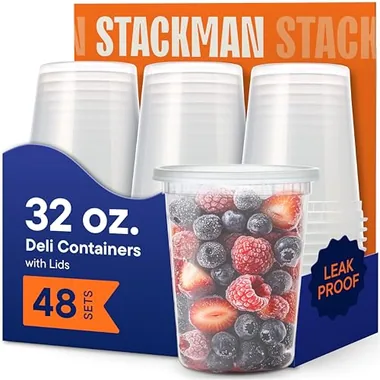 Stack Man 32 oz Deli Containers, 48-Pack