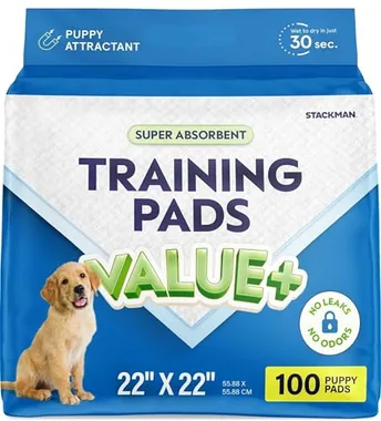 Stack Man 22in x 22in Blue Puppy Training Pads, 100-Pack