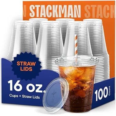 Stack Man 16 oz Cup & Lid Sets, 100-Pack