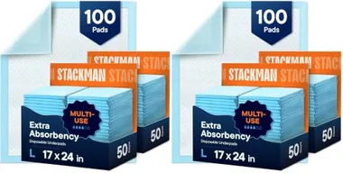 Stack Man 17in x 24in Blue Underpads, 200-Pack