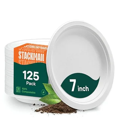 Stack Man 7-Inch White Dessert Plates, 125-Pack